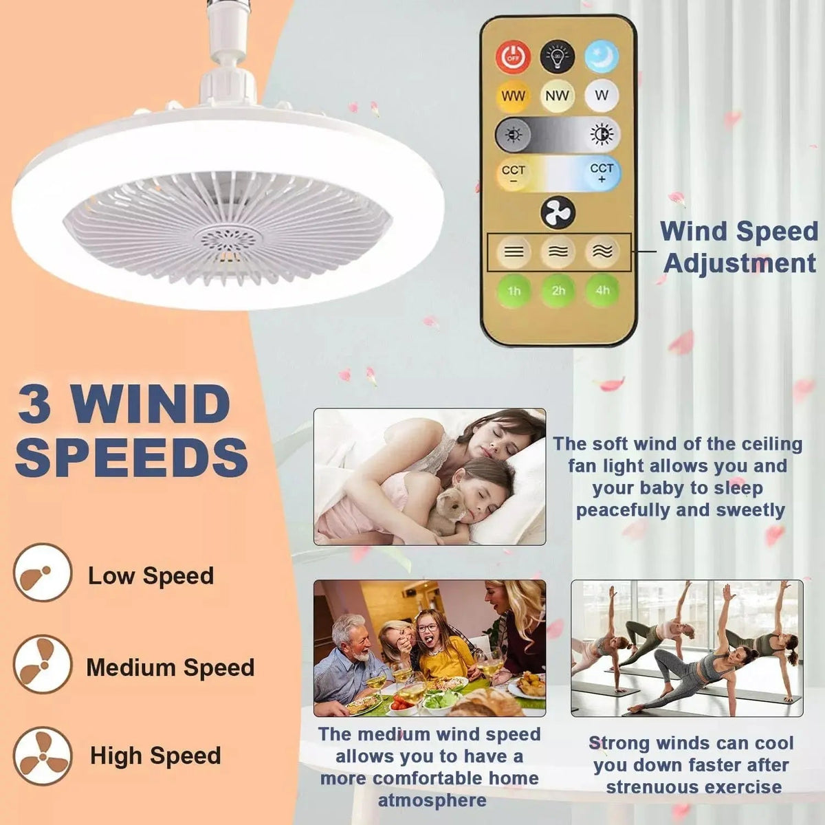 Sikunuo | 2-in-1 Ceiling Lamp with Fan – Controllable via Remote Control