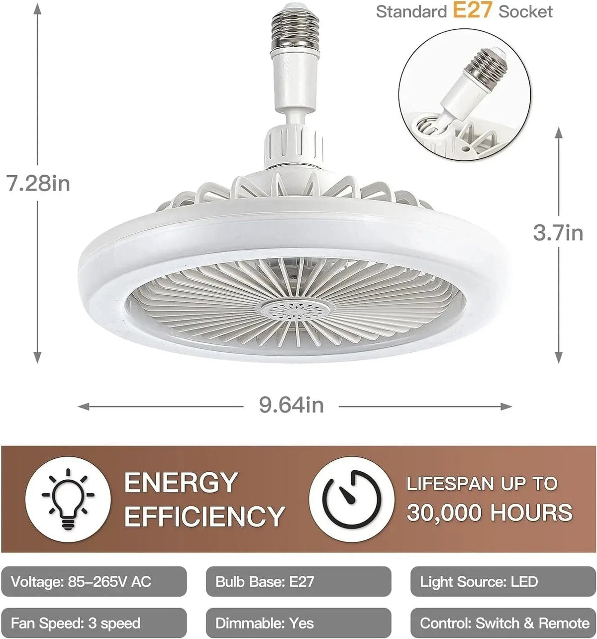 Sikunuo | 2-in-1 Ceiling Lamp with Fan – Controllable via Remote Control