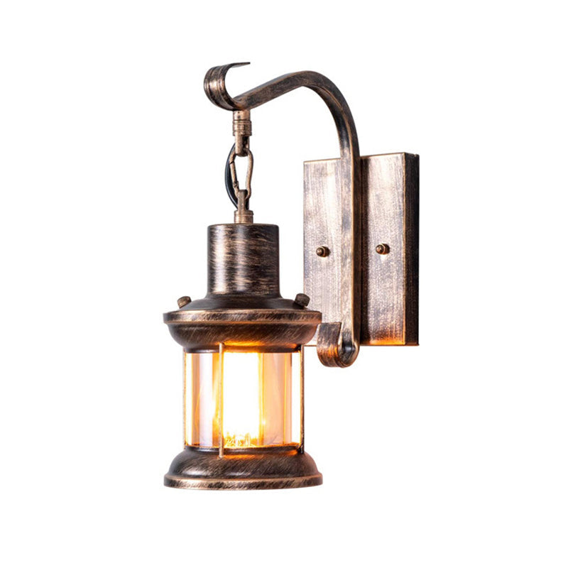 Sikunuo | 1 Light Clear Glass Wall Light Nautical Bronze Kerosene Hall Wall Lights
