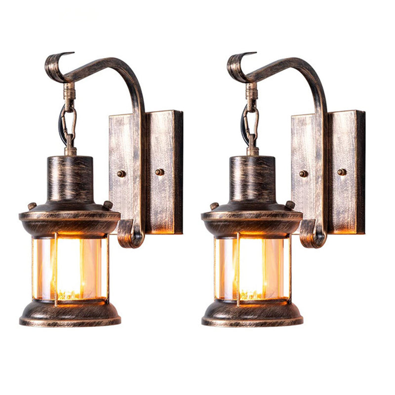 Sikunuo | 1 Light Clear Glass Wall Light Nautical Bronze Kerosene Hall Wall Lights