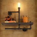 Sikunuo | Metallic Geometry Pipe Wall Lighting Ideas Steampunk Dining Room Wall Mounted Light Fixture in Rust