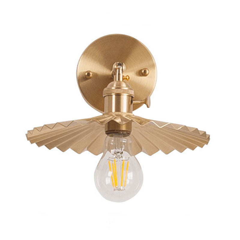 Sikunuo | 1 Light Cone Wall Lighting Ideas Industrial Brass Metal Wall Mounted Lamp for Nightstand