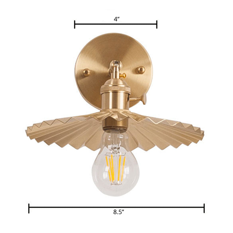 Sikunuo | 1 Light Cone Wall Lighting Ideas Industrial Brass Metal Wall Mounted Lamp for Nightstand