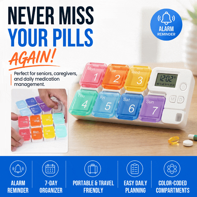 7-Day Electronic Pill Box with Timer Alarm