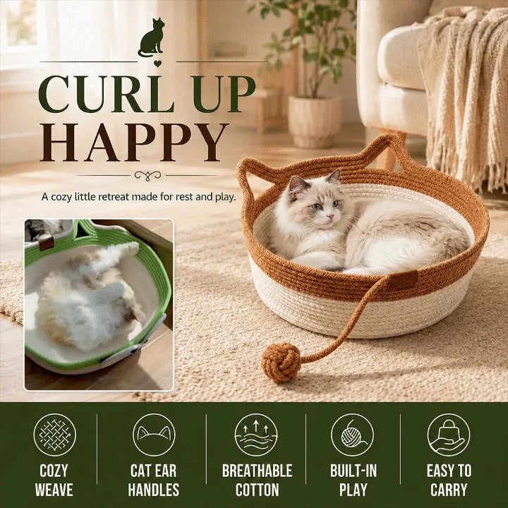 Hand-Woven Cotton Rope Cat Bed