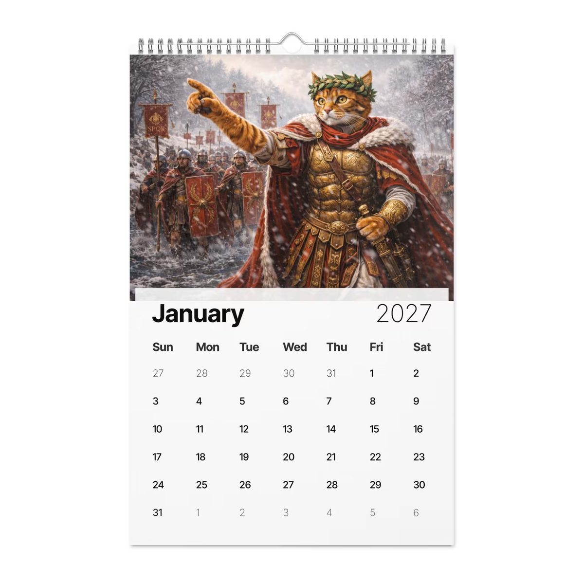 Cats in History 2027 Wall Calendar