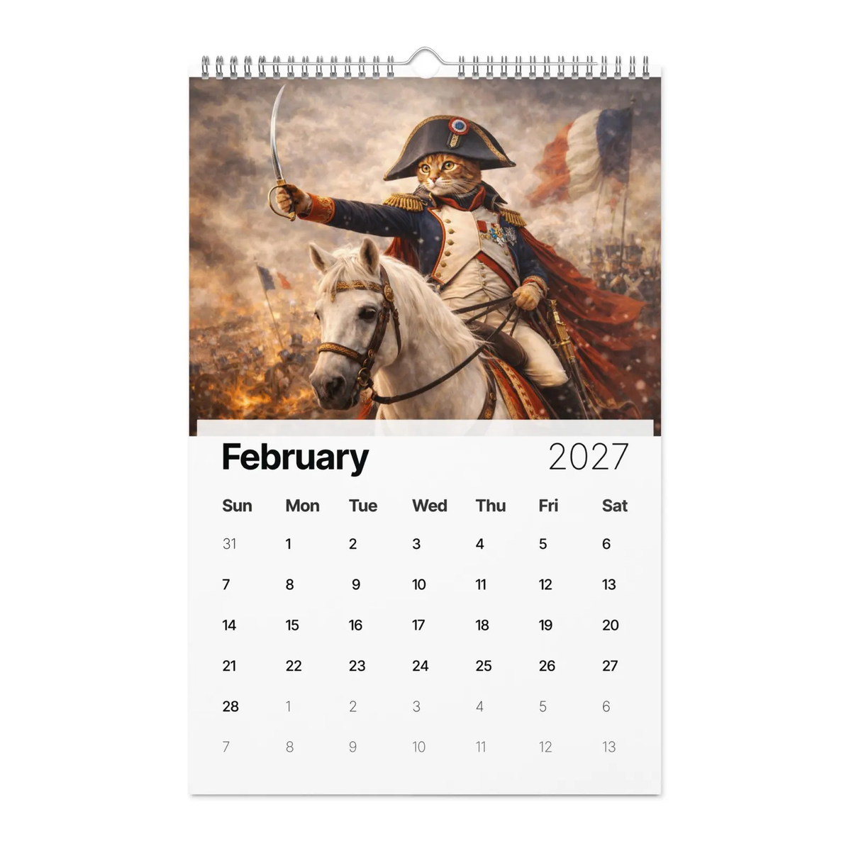 Cats in History 2027 Wall Calendar