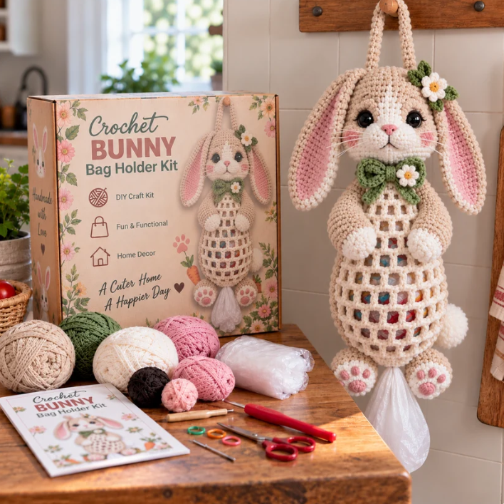 Crochet Animal Bag Holder DIY Kit – 8 Adorable Animals