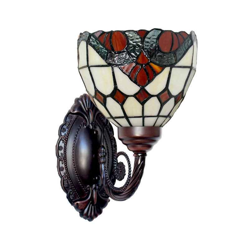 Sikunuo | Baroque Grid Wall Lamp 1 Main Spotted Art Glass Wall Light Fixture in Black