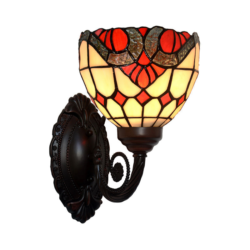 Sikunuo | Baroque Grid Wall Lamp 1 Main Spotted Art Glass Wall Light Fixture in Black
