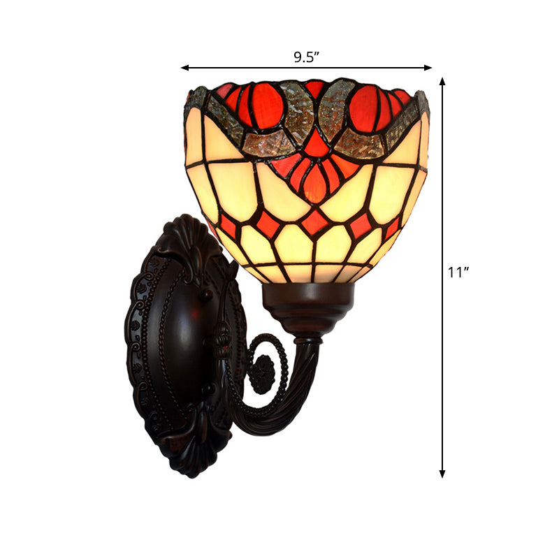 Sikunuo | Baroque Grid Wall Lamp 1 Main Spotted Art Glass Wall Light Fixture in Black