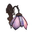 Sikunuo | Handcrafted Glass Flowers Wall Light Mediterranean 1 Bulb Black Wall Mounted Lamp with Curved Arm
