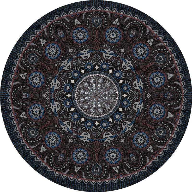 Sikunuo | Moroccan Living Room Carpet Multicolored Flower Carpet Polyester Machine Washable Stain Resistant Non-Slip Backing Carpet