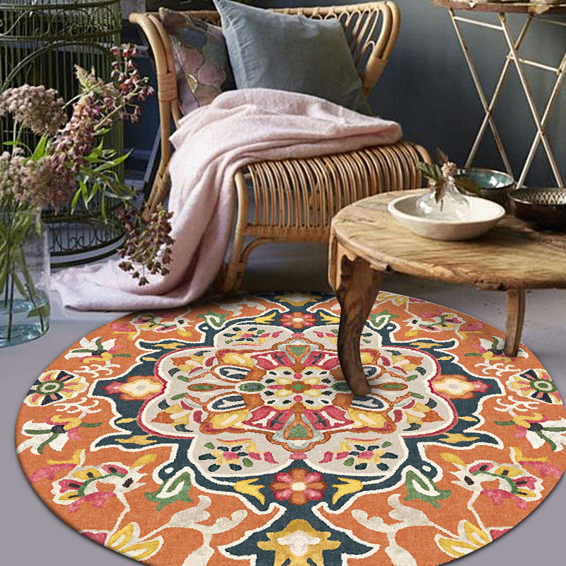Sikunuo | Classic Moroccan Indoor Carpet multicolored floral rug non-slip machine washable stain-resistant rug for the living room