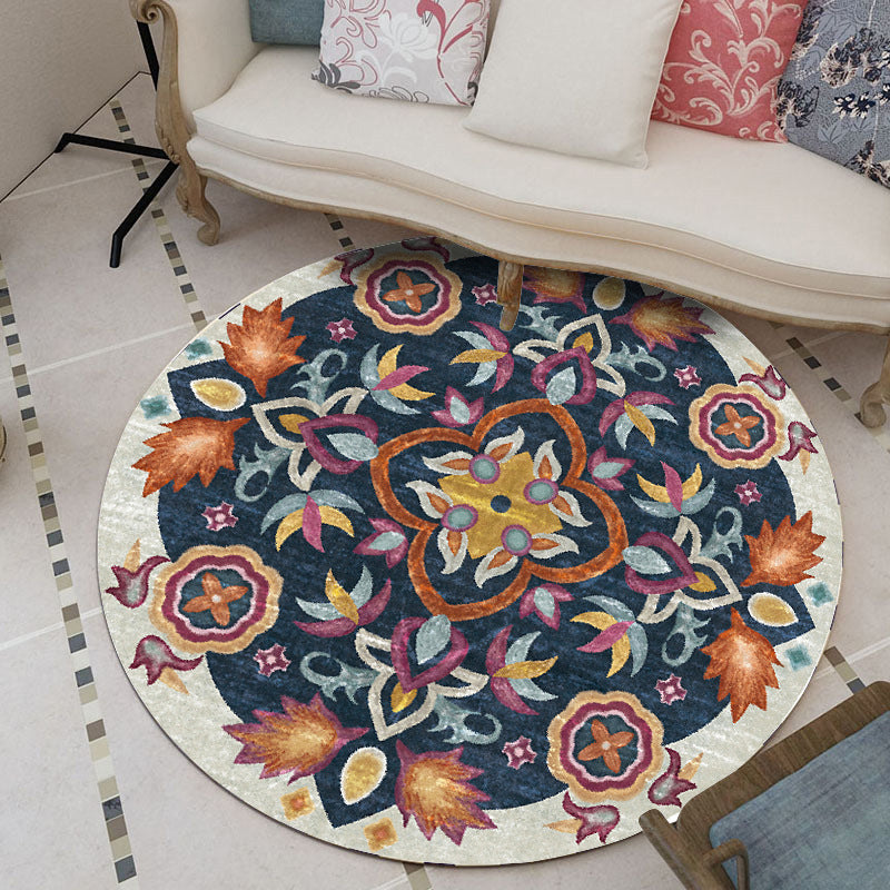 Sikunuo | Classic Moroccan Indoor Carpet multicolored floral rug non-slip machine washable stain-resistant rug for the living room