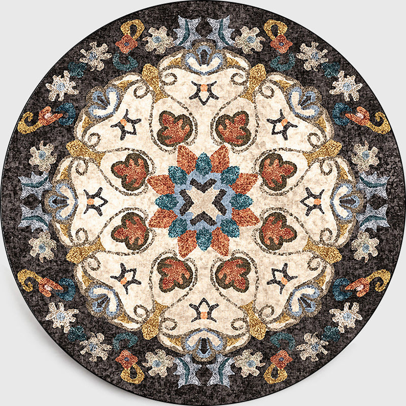 Sikunuo | Classic Moroccan Indoor Carpet multicolored floral rug non-slip machine washable stain-resistant rug for the living room