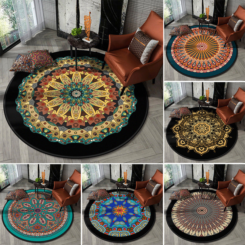 Sikunuo | Nostalgic Multicolor Tribeprint Carpet Polypropylene Moroccan Carpet Pet Friendly Stain Resistant Non-Slip Carpet for Large Room