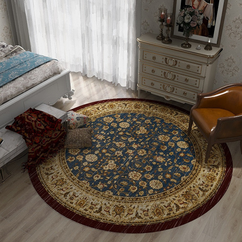 Sikunuo | Retro Floral Rug Multicolored Oriental Rug Polyester Pet-Friendly Non-Slip Back Washable Rug for the Bedroom