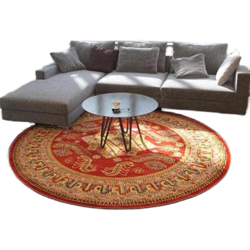 Sikunuo | Retro Floral Rug Multicolored Oriental Rug Polyester Pet-Friendly Non-Slip Back Washable Rug for the Bedroom