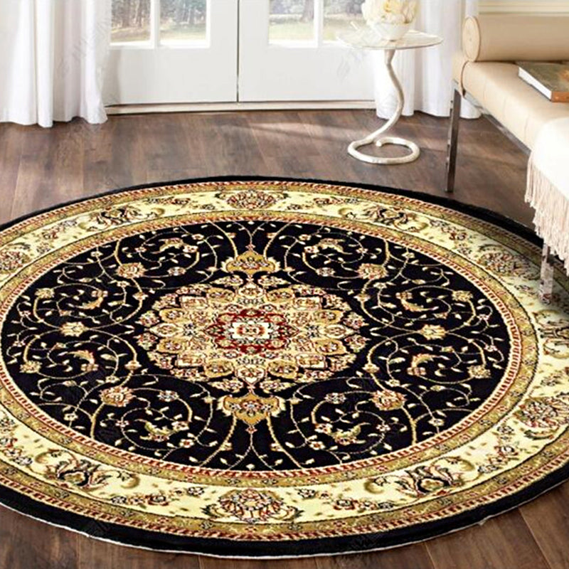 Sikunuo | Retro Floral Rug Multicolored Oriental Rug Polyester Pet-Friendly Non-Slip Back Washable Rug for the Bedroom