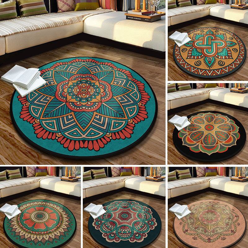 Sikunuo | Multicolored Moroccan rug Synthetic floral pattern rug with non-slip backing stain-resistant machine washable rug for the dining room