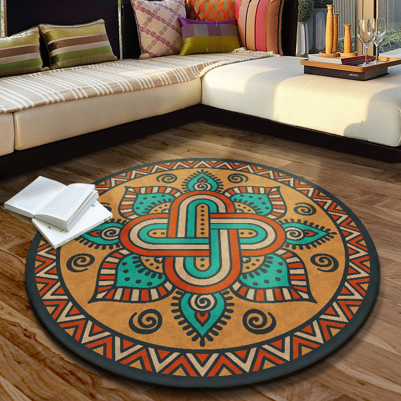 Sikunuo | Multicolored Moroccan rug Synthetic floral pattern rug with non-slip backing stain-resistant machine washable rug for the dining room