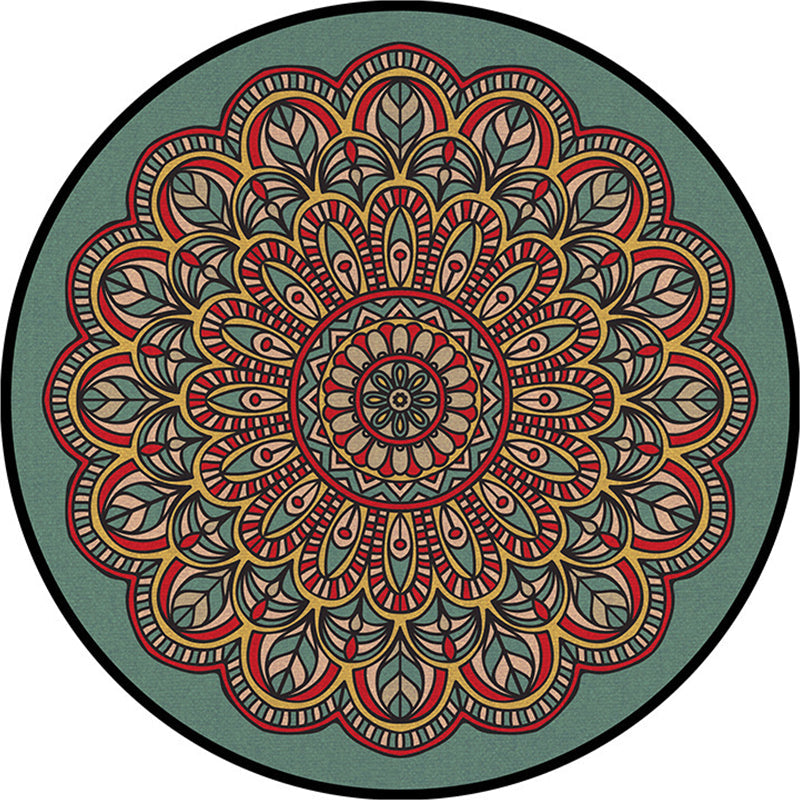 Sikunuo | Multicolored Moroccan rug Synthetic floral pattern rug with non-slip backing stain-resistant machine washable rug for the dining room