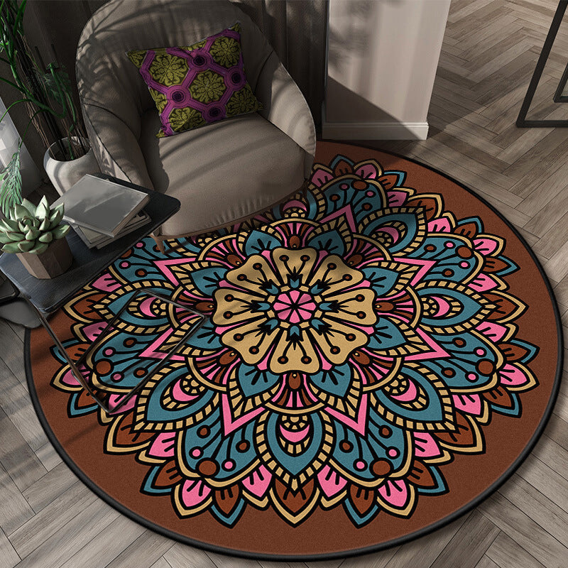 Sikunuo | Glamorous layered floral pattern rug multicolored Moroccan rug polypropylene stain resistant non-slip backing machine washable rug for home