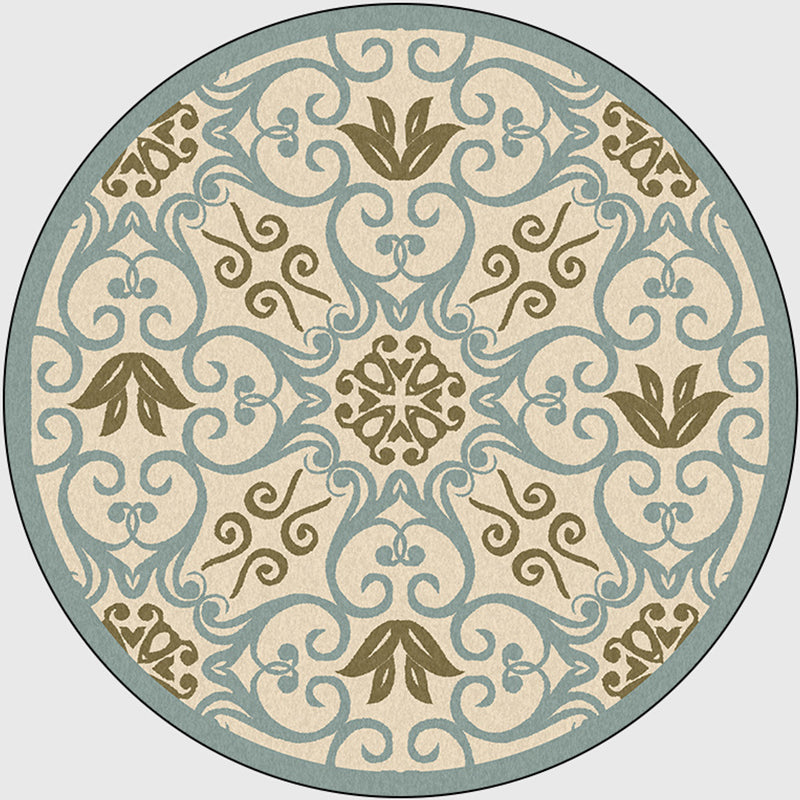 Sikunuo | Moroccan Bedroom Rug Multicolor Scroll Pattern Rug Synthetic Non-Slip Washable Pet-Friendly Indoor Rug