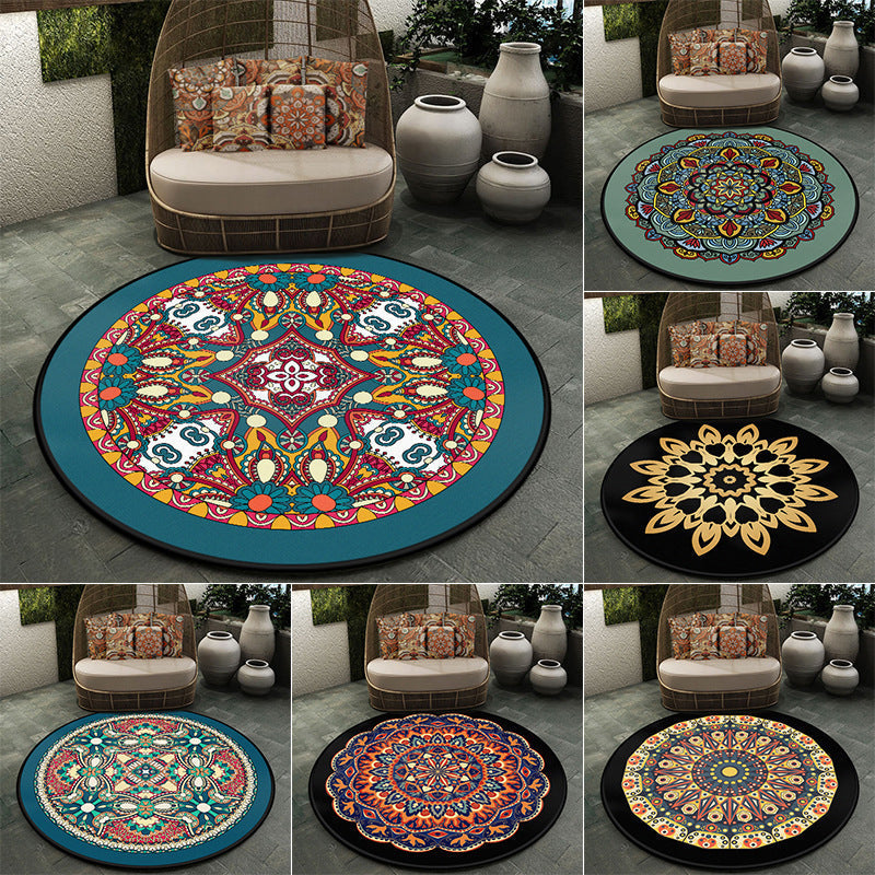 Sikunuo | Moroccan symmetrical pattern rug multicolored polyester rug machine washable non-slip pet-friendly rug for living room