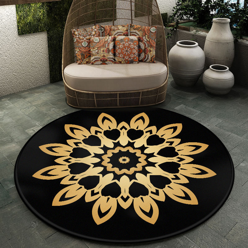 Sikunuo | Moroccan symmetrical pattern rug multicolored polyester rug machine washable non-slip pet-friendly rug for living room