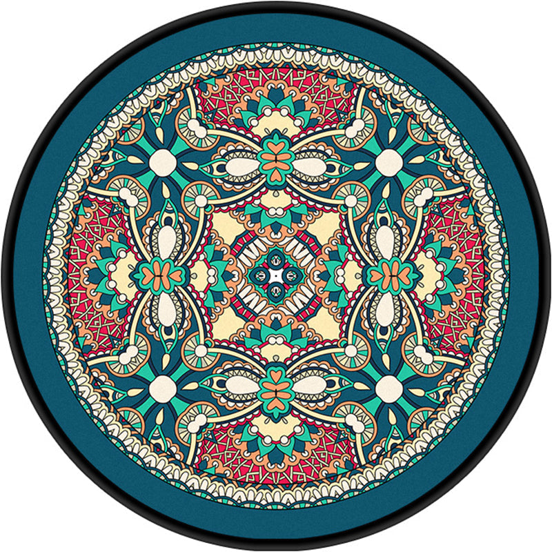 Sikunuo | Moroccan symmetrical pattern rug multicolored polyester rug machine washable non-slip pet-friendly rug for living room