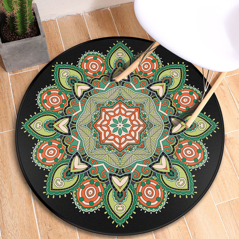 Sikunuo | Turkish blooming flower carpet multicolored polypropylene carpet machine washable pet friendly non-slip back rug for the door