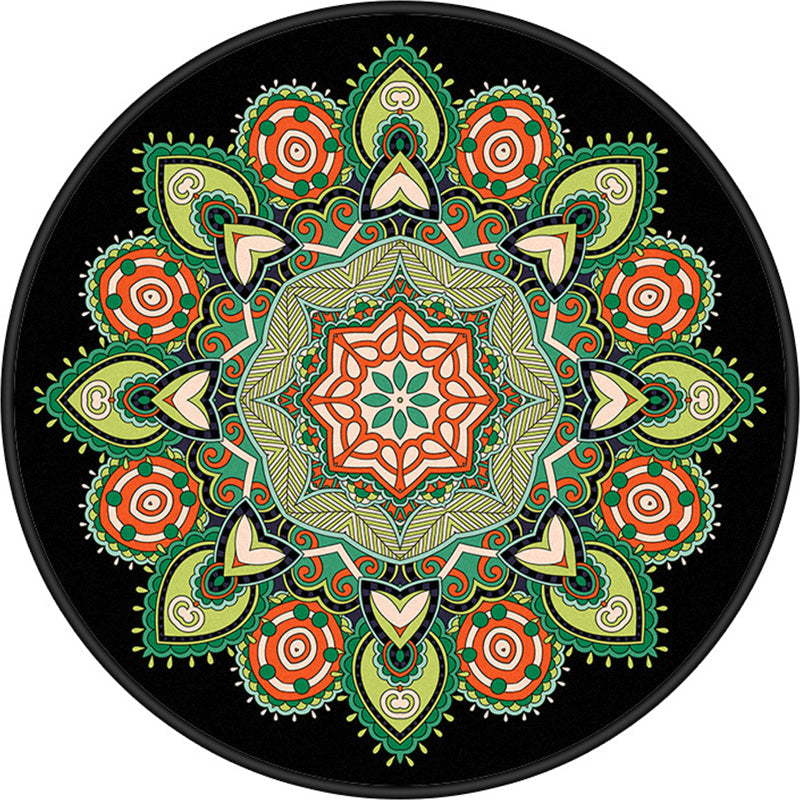 Sikunuo | Tribal Mandala Indoor Rug Multicolored Moroccan Rug Synthetic Non-Slip Stain Resistant Pet Friendly Rug for Room