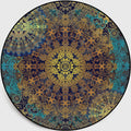 Sikunuo | Weathered Floral Pattern Rug Weathered Blue-Yellow Moroccan Rug Polyester Washable Non-Slip Floor Stain Resistant Rug for Home