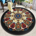 Sikunuo | Colorful Mandala Carpet Polyester Turkish Indoor Carpet Non-Slip Back Machine Washable Pet-Friendly Rug for Seating Area