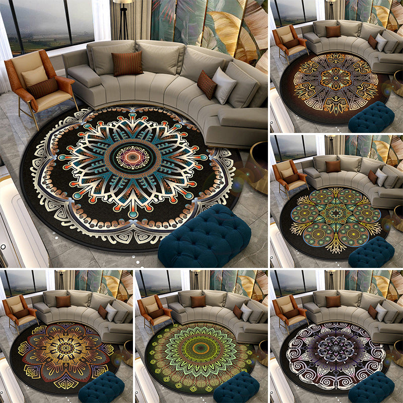 Sikunuo | Turkish Style Living Room Carpet Colorful Flower Carpet Synthetic Pet-Friendly Machine Washable Non-Slip Carpet
