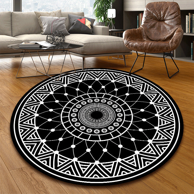 Sikunuo | Classic Multicolor Mandala Rug Polypropylene Moroccan Rug Stain Resistant Machine Washable Non-Slip Rug for the Door