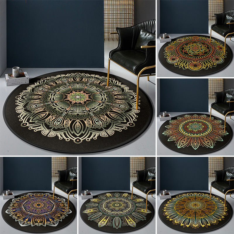 Sikunuo | Persian Bedroom Rug Multicolor Tribal Floral Rug Polyester Stain Resistant Non-Slip Back Washable Area Rug