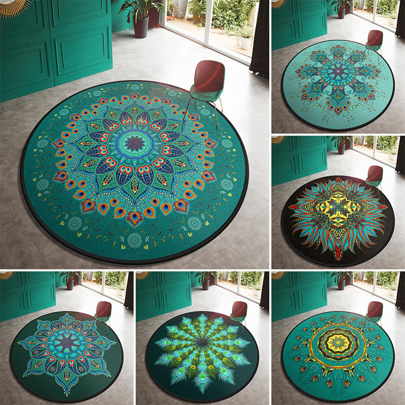 Sikunuo | Multi Color Doormat Moroccan Flowers Area Rug Synthetic Non-Slip Stain Resistant Pet Friendly Rug
