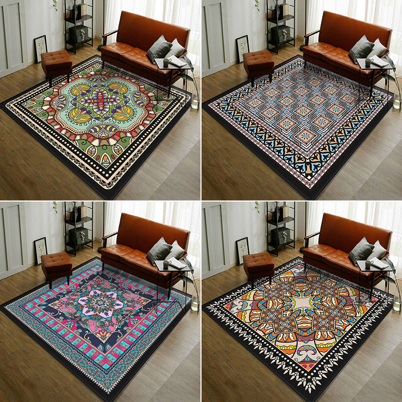 Sikunuo | Trendy symmetrical floral carpet multicolored Moroccan style carpet synthetic carpet for room