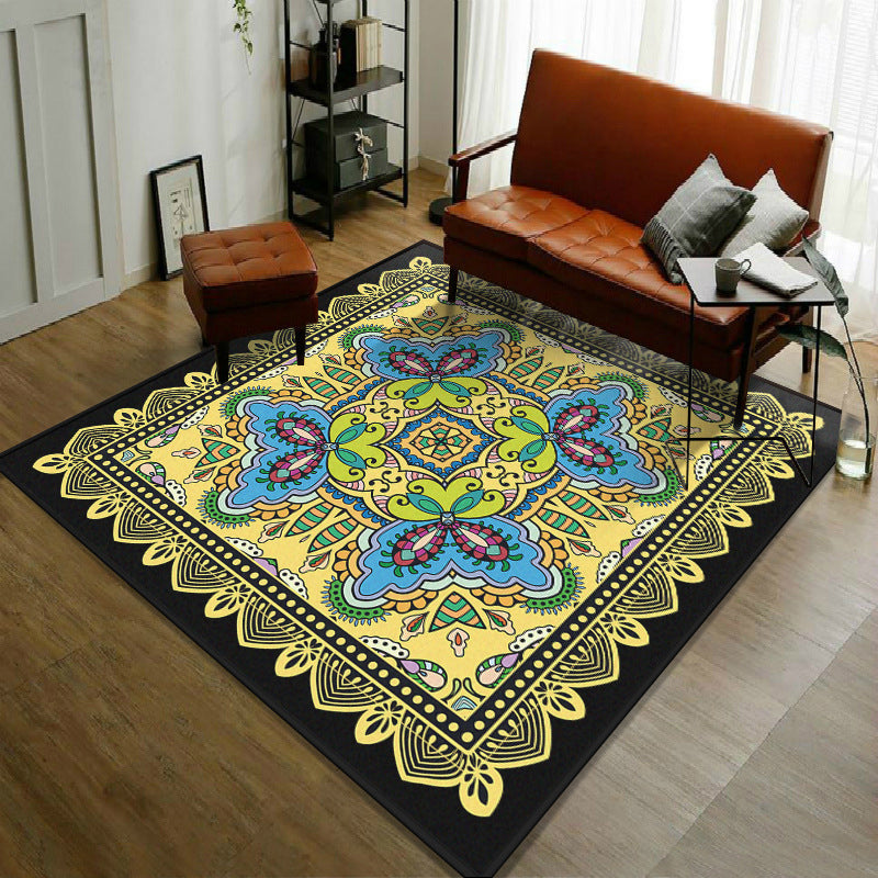 Sikunuo | Trendy symmetrical floral carpet multicolored Moroccan style carpet synthetic carpet for room