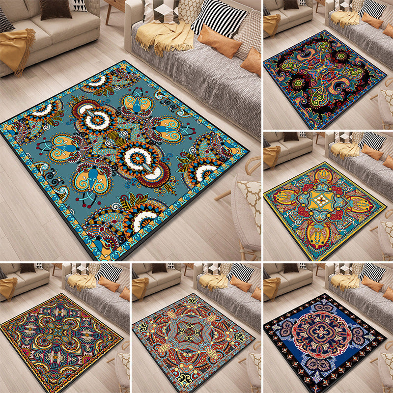 Sikunuo | Persian Door Mat Multi Color Tribal Print Rug Polypropylene Pet Friendly Non-Slip Stain Resistant Rug