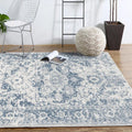 Sikunuo | Stonewashed Light Blue Flower Carpet Polyester Moroccan Carpet Non-Slip Back Stain Resistant Machine Washable Carpet for Lounge Area