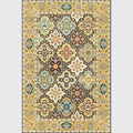 Sikunuo | Persian four-leaf pattern carpet gold polypropylene carpet flooring machine washable stain-resistant anti-slip backing carpet for living room