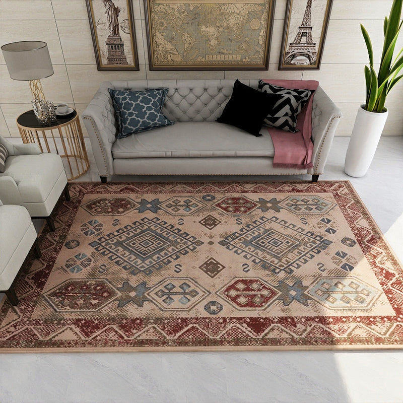 Sikunuo | Unusual diamond patterned rug Multicolored Moroccan rug Polyester pet-friendly stain resistant non-slip rug for the living room