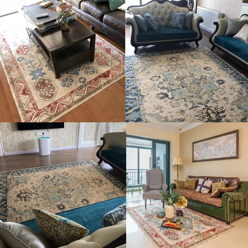 Sikunuo | Unusual diamond patterned rug Multicolored Moroccan rug Polyester pet-friendly stain resistant non-slip rug for the living room