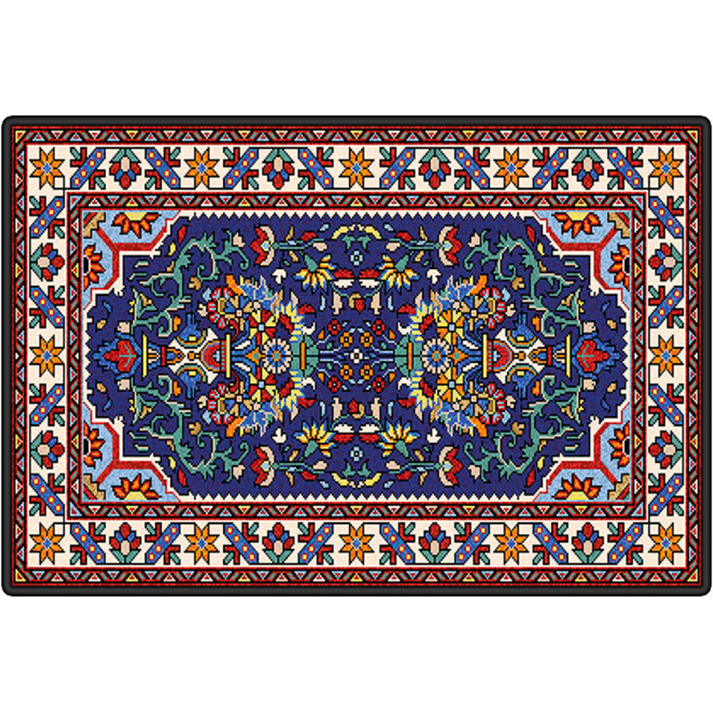 Sikunuo | Persian tribal patterned carpet Multicolored polyester carpet Stain-resistant Pet-friendly Non-slip backing Carpet for bedroom