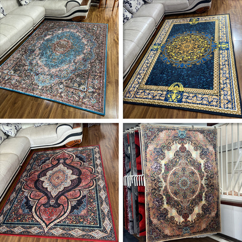 Sikunuo | Glam Persian Indoor Dress Multicolored Floral Pattern Dress Non-Slip Back Machine Washable Pet Friendly Carpet for Living Room