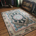 Sikunuo | Glam Persian Indoor Dress Multicolored Floral Pattern Dress Non-Slip Back Machine Washable Pet Friendly Carpet for Living Room